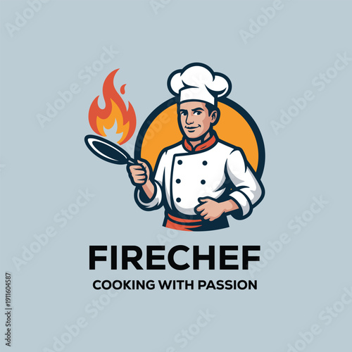 Firechef cooking with passion mascot art