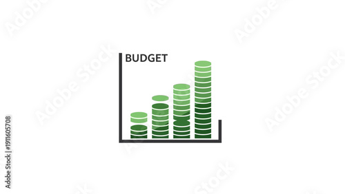 Green coins stacked in bar graph.