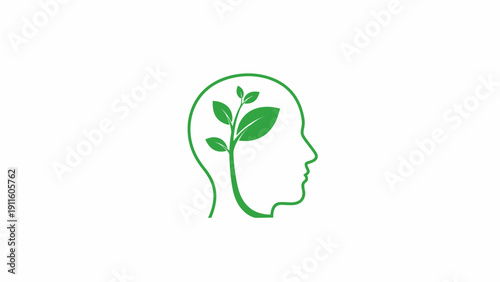 Green head with leafy sprout growing.