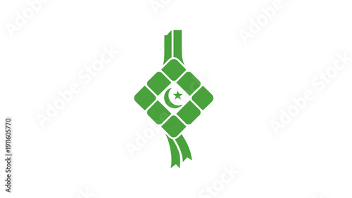 Green Ketupat Traditional Southeast Asian Food.