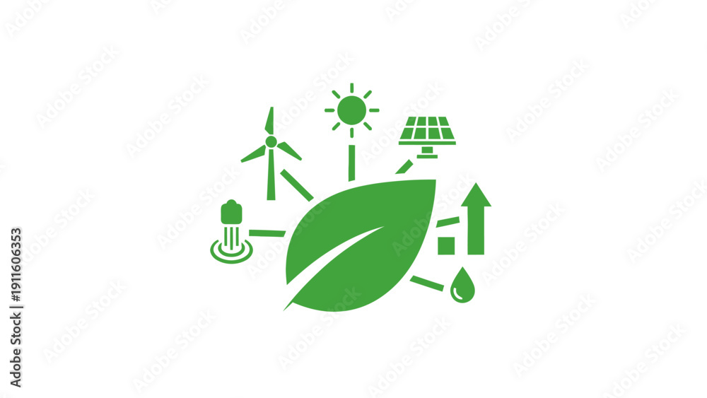 Obraz premium Green leaf eco friendly symbol icon.