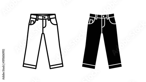 A pair of white jeans and a pair of black jeans Vector