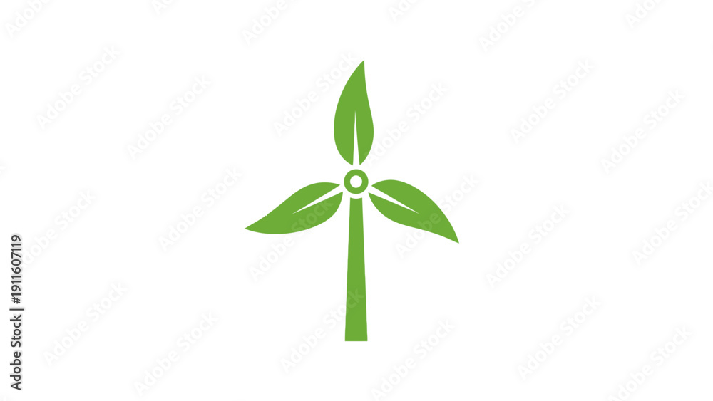 Obraz premium Green plant with three leaves icon.