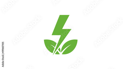 Green lightning bolt with leaves symbol.