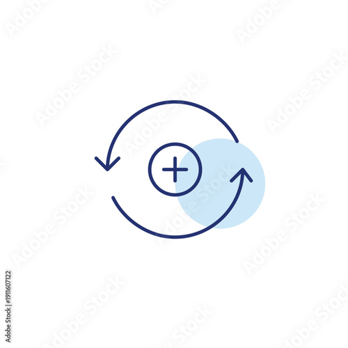 Schedule update, refresh and add new tasks. Renew arrows and plus symbol. Pixel perfect, editable stroke vector icon