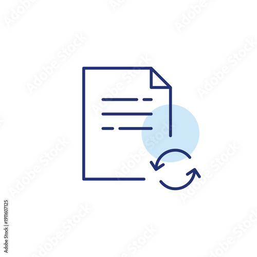 Document update, file refresh. Text file and renew arrows. Pixel perfect, editable stroke vector icon