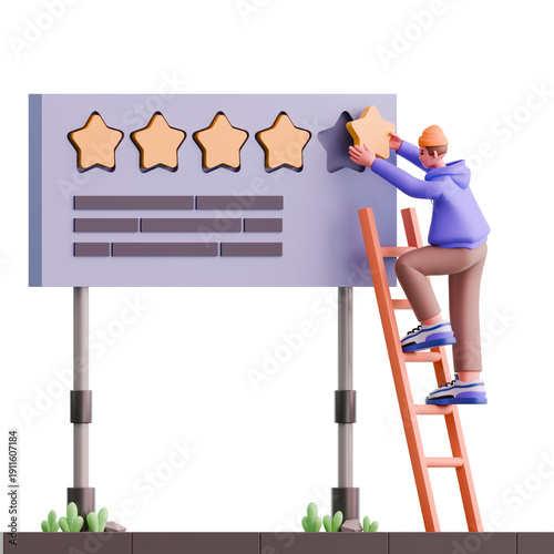 3D Illustration of Online Rating Feedback Review Concept
