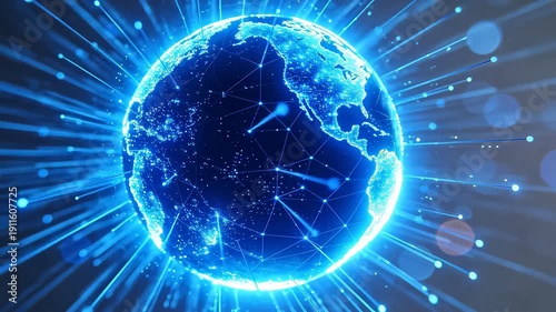 Wallpaper Mural Blue globe with network connections Torontodigital.ca