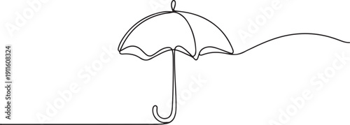 umbrella continuous one line drawing.one line icon illustration with white background