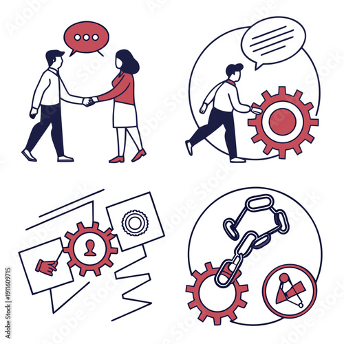 People working together to solve problems and achieve goals in a collaborative environment Vector
