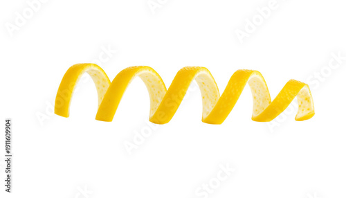 Lemon peel twist garnish isolated on transparent background