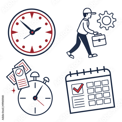 Busy woman balancing work, family, and personal time management Vector
