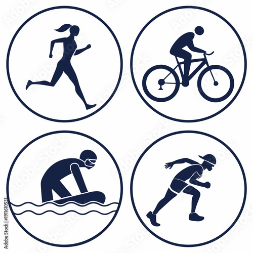 Four different people engaging in various outdoor physical activities Vector