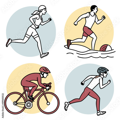 Diverse group of athletes engaged in various sports activities Vector