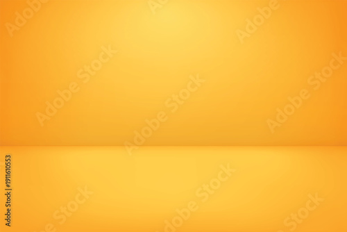 Empty yellow studio room interior, soft limbo light shadow. Architecture background, product presentation scene. Mockup, exhibition, advertising banner. Realistic 3d vector illustration