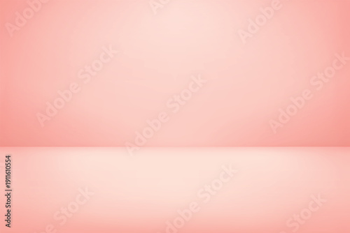 Empty pink wide room interior, soft rose limbo light and shadow. Architecture background, product presentation scene. Mockup, exhibition, advertising banner. Realistic 3d vector illustration