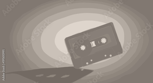 Cassette Tape Isolated on Gray Background.
