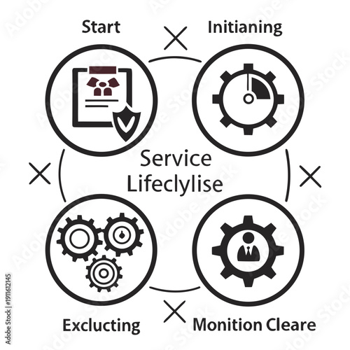 Illustrative diagram showcasing the stages of a service lifecycle Vector