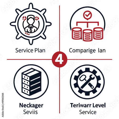 Illustration of various services and benefits offered by a company Vector