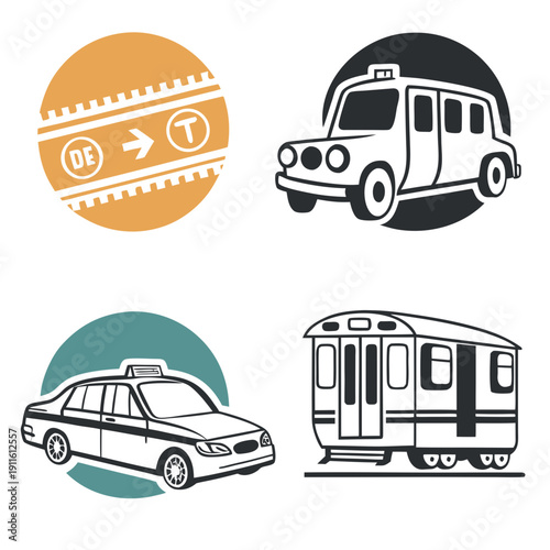 A collection of various types of recreational vehicles and trailers Vector