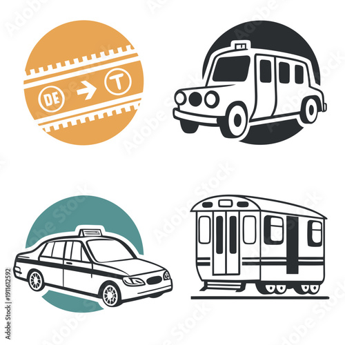 A collection of various types of recreational vehicles and campers Vector
