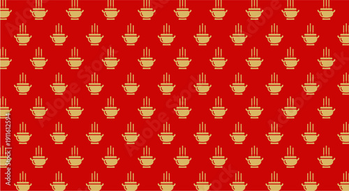 Golden Candles Pattern on Red Background.