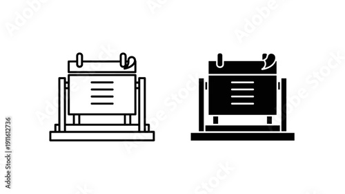 Two black and white icons of a device with a screen Vector