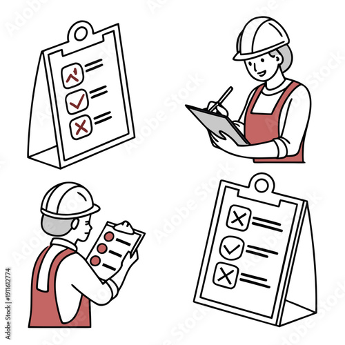 Illustrations of people engaged in various reading and studying activities. Vector