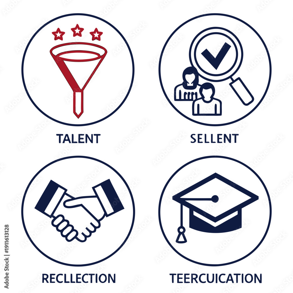 Fototapeta premium Five icons representing different aspects of business and education. Vector