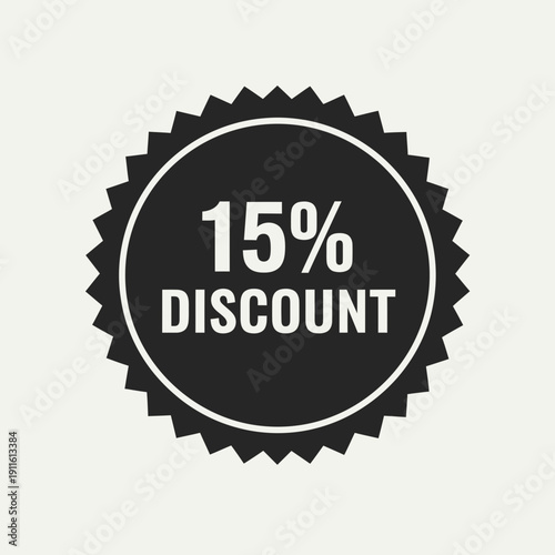 15 Percent Discount Badge – Sale Offer Promotional Label Design