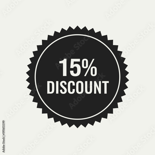 15 Percent Discount Badge – Sale Offer Promotional Label Design