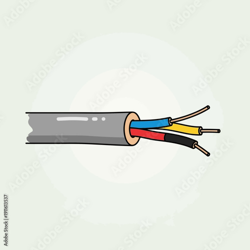 Electrical Cable with Exposed Wires – Power Cord Wiring Illustration Icon