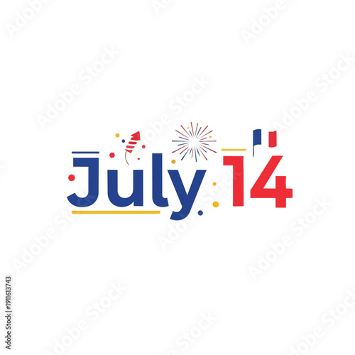 Stylized graphic celebrating a key summer date with dynamic typography, vibrant national colors, and festive explosive elements, evoking spirited