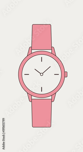 Wrist Watch Illustration – Analog Timepiece Flat Design Icon