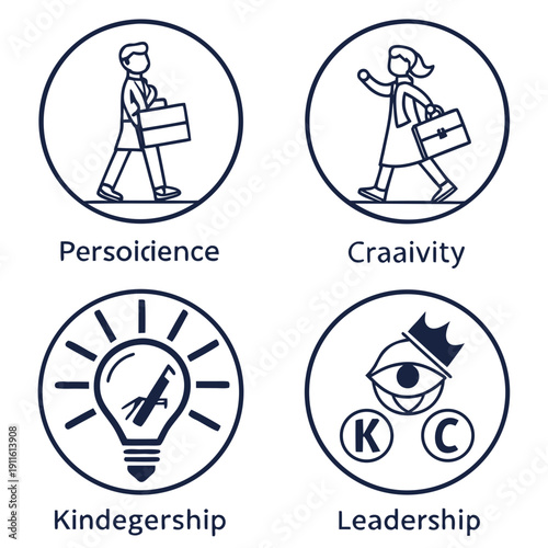 Four key attributes for success in business and life Vector