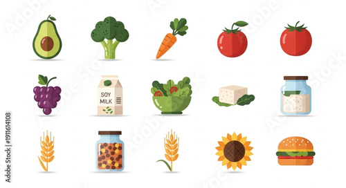 Collection of fresh healthy food items and ingredients.