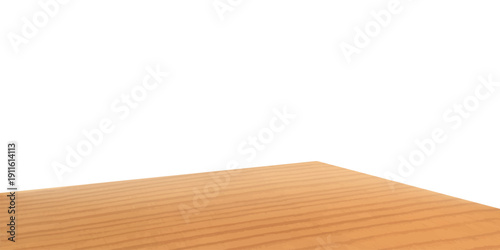 3d table. Wooden kitchen or office empty desk corner angle perspective view, product podium with wood texture, realistic counter, tabletop furniture template. Vector isolated mockup