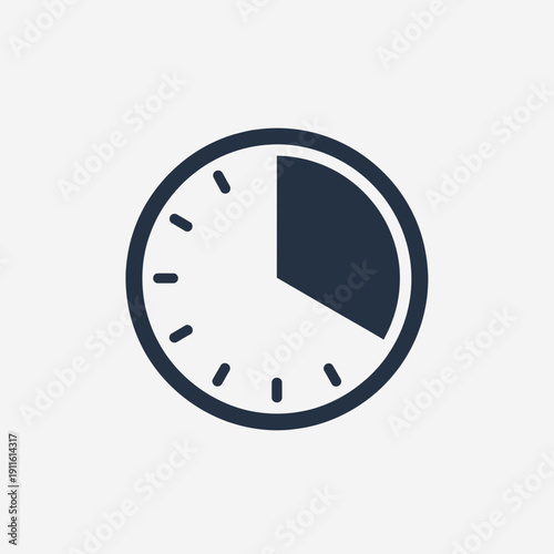 Time Progress Clock Icon – Deadline Timer Flat Design Illustration