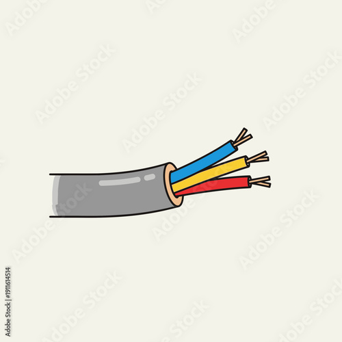 Electrical Cable with Exposed Wires – Power Cord Wiring Illustration Icon
