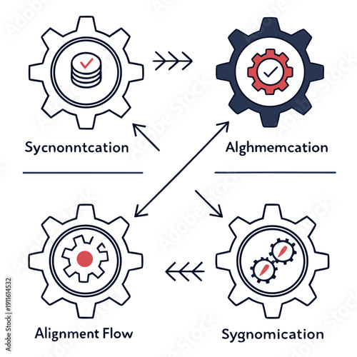 Diagram illustrating the process of superposition, alignment, and alignment proof in a system Vector