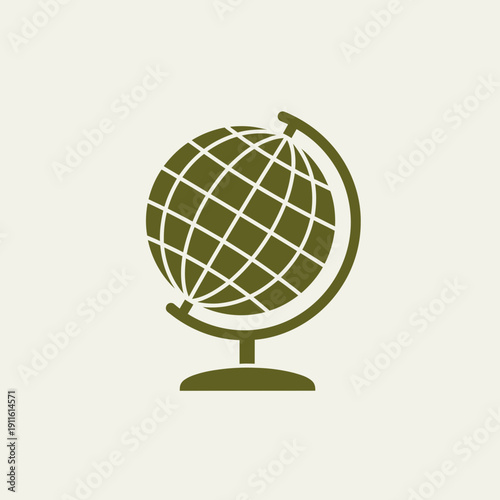 Globe World Icon – Geography Education Global Flat Design