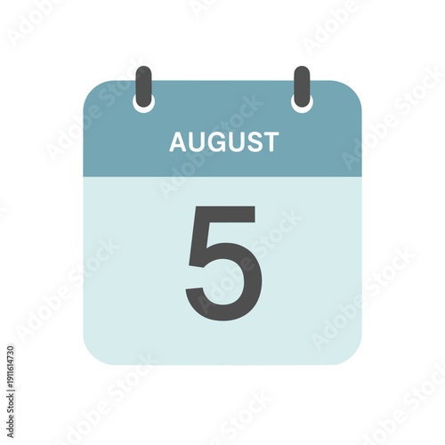 August fifth calendar date icon displaying an important scheduled event or reminder