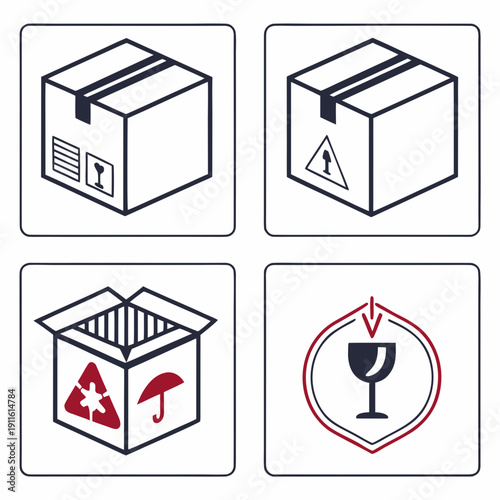 Symbols indicating various types of hazardous materials and storage requirements Vector