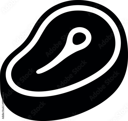 Raw beef steak meat slice with bone simple black silhouette vector design