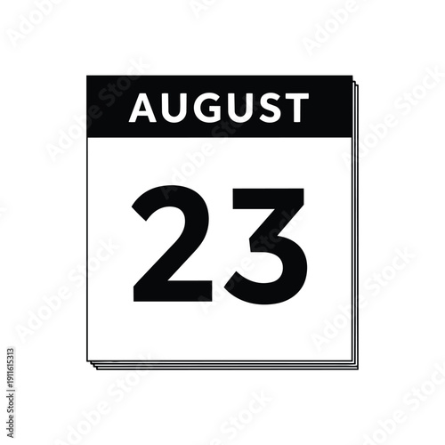 August twenty-third calendar page icon representing a significant date for planning and scheduling events