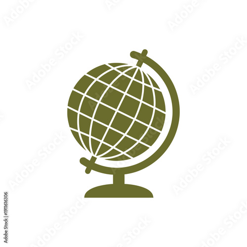 Globe World Icon – Geography Education Global Flat Design