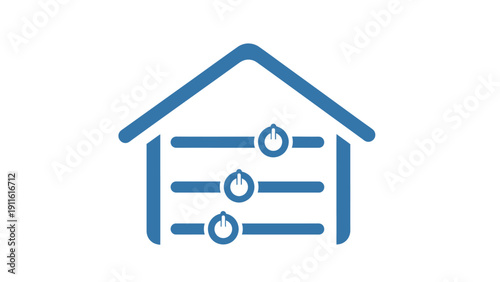 Blue house with energy symbols.