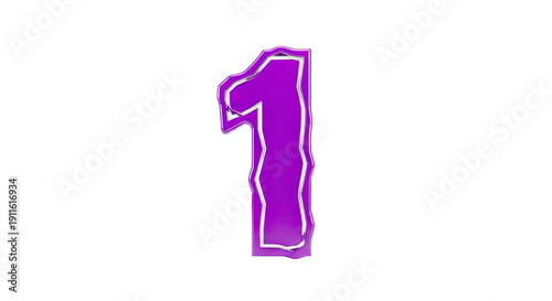 Purple Number 1 with Silver Outline