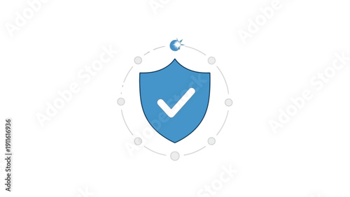 Blue Shield with Checkmark Icon Security.