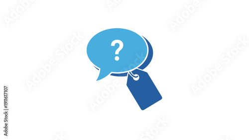 Blue Speech Bubble with Question Mark.